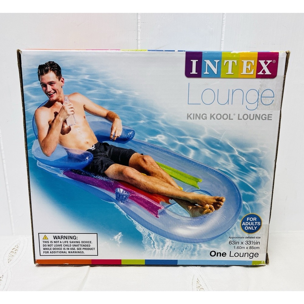 Intex King Kool Lounger Float Swimming Pool Beach Headrest Cupholder Adult NEW